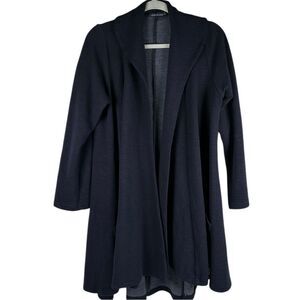 Cut Loose Navy Crimped Fabric Open Front Cardigan Swing Coat Women’s Size Medium